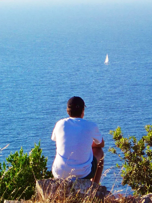 Magnificent view of the blue Adriatic sea from viewpoint on island Vis Croatia